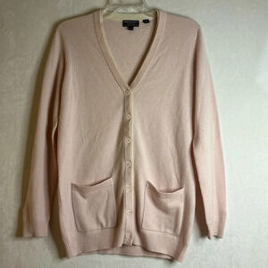 Repeat Cashmere Silver Edition Women's Cardigan Pink Cream Sweater Size 38/S